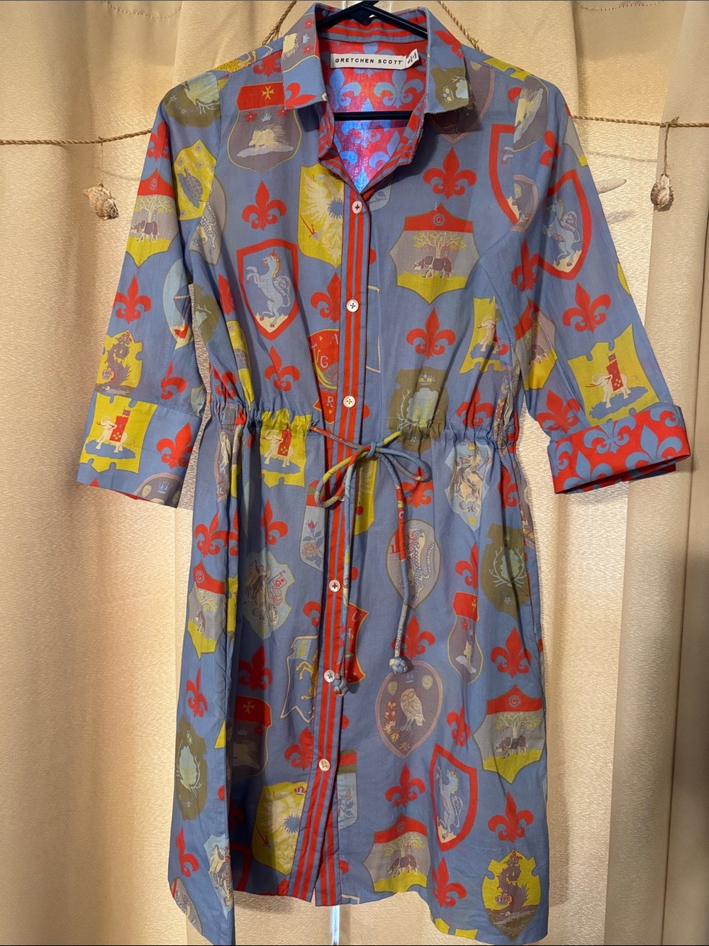 Gretchen Scott Siena Print Button-Front Pulley Shirt Dress